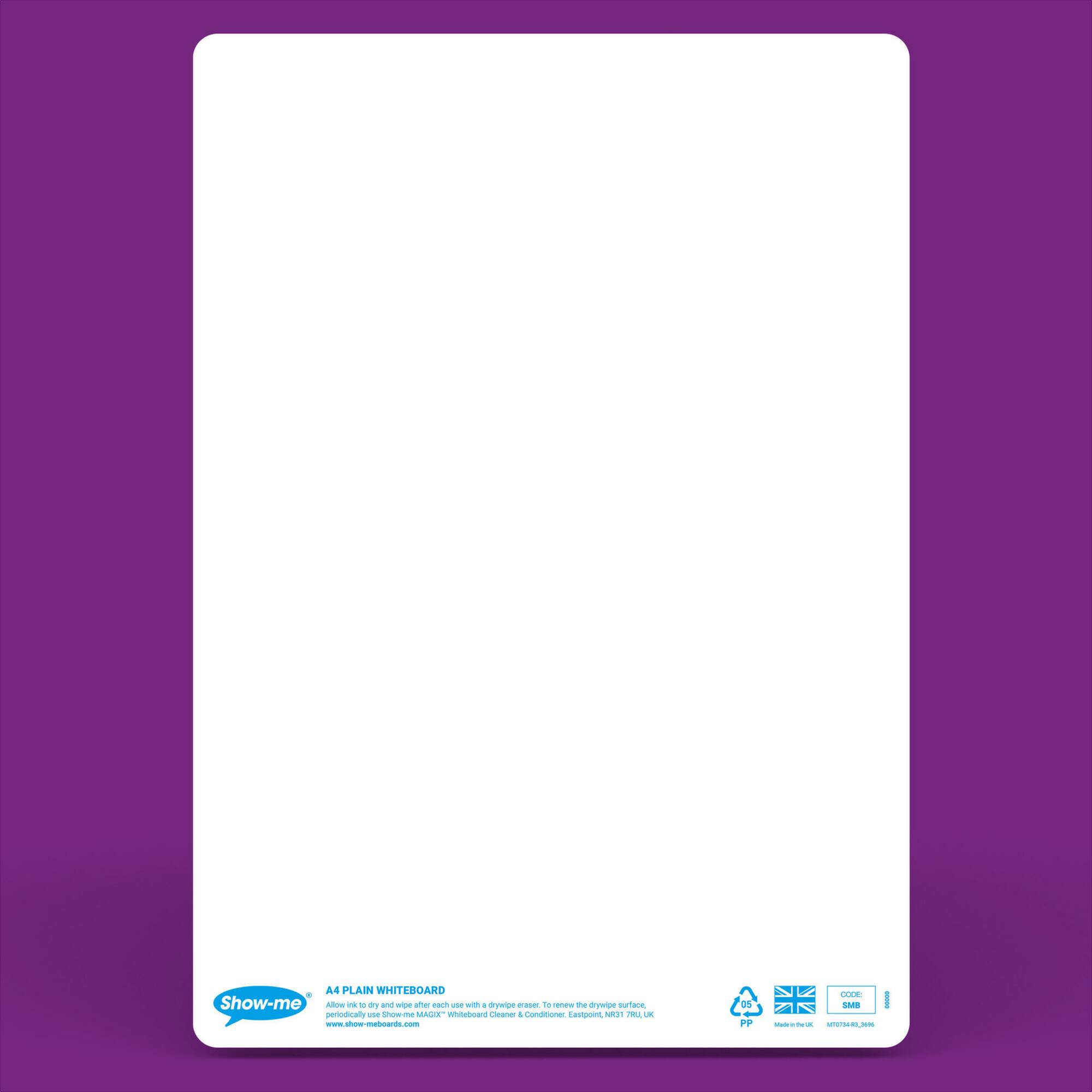 Show-me® A4 Plain Whiteboards Bulk Box Set